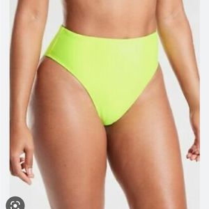 Athleta Neon yellow high waisted high leg swimsuit bottom - size small